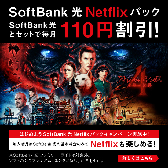 SoftBank 光 Netflixパック SoftBank 光とセットで毎月110円割引！