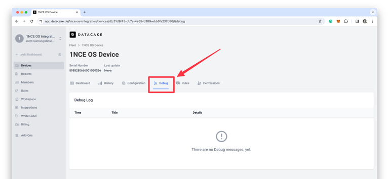 Datacakeの設定画面