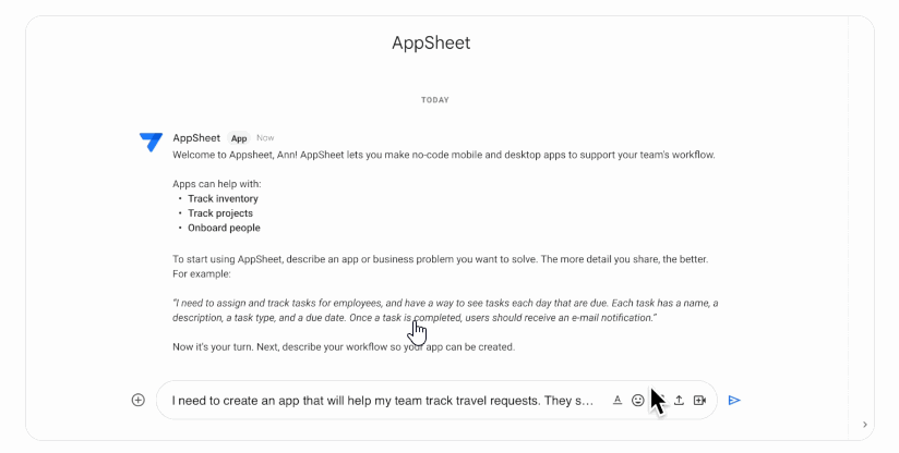 Gemini for Appsheetのデモ