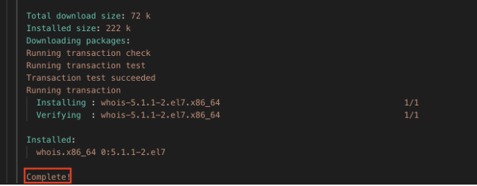 OSS Log画面 Complete