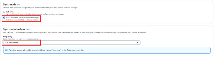 [ Sync mode ]、[ Sync run schedule ]を設定し、[ Add data source ]を押下