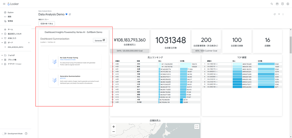 ダッシュボードに Looker Dashboard Summarization Extension を追加