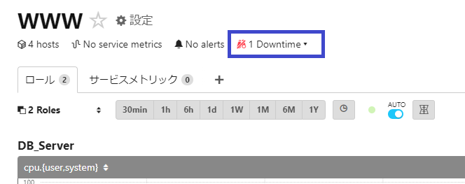 ダウンタイム設定状況表示