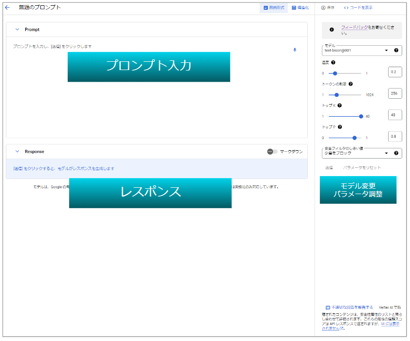 Generative AI Studioの独自のプロンプトの設計とテスト