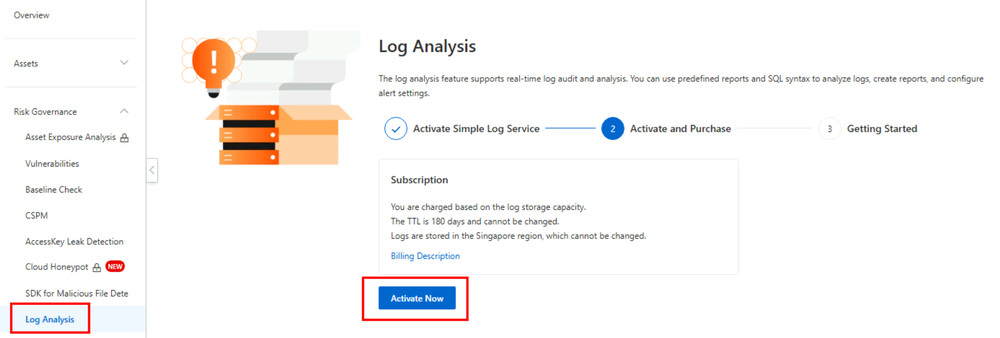 activate log analysis