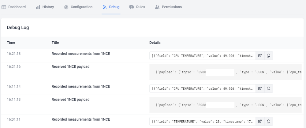 Datacakeの設定画面