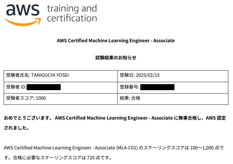 新資格】AWS Certified Machine Learning Engineer – Associateを1000