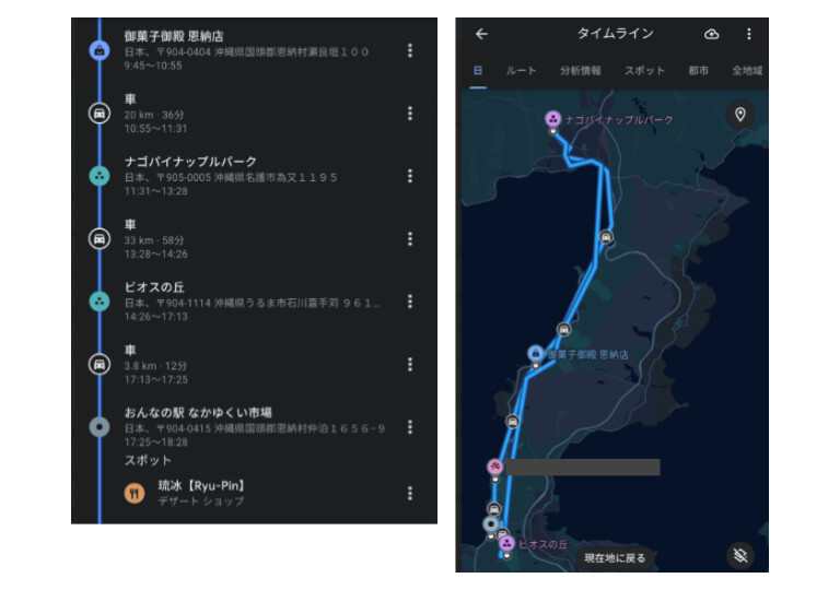 実際の旅行結果その１