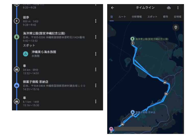 実際の旅行結果その２