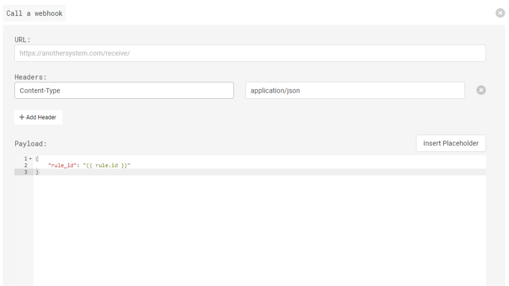 Datacakeルールエンジンの設定画面