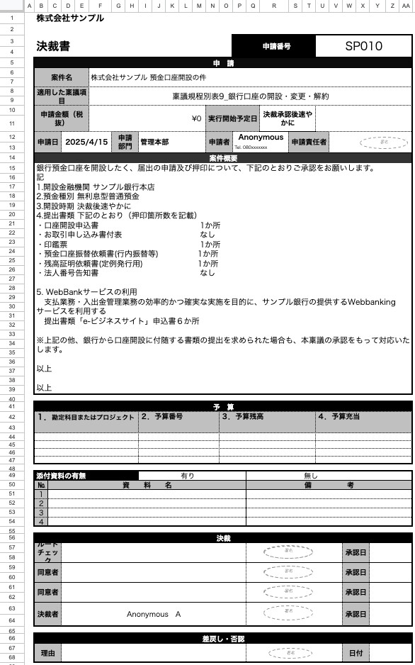 申請書のデータを示しています