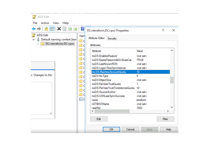 ms-DS-MachineAccountQuotaの値