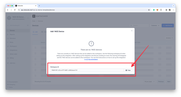 Datacakeの設定画面