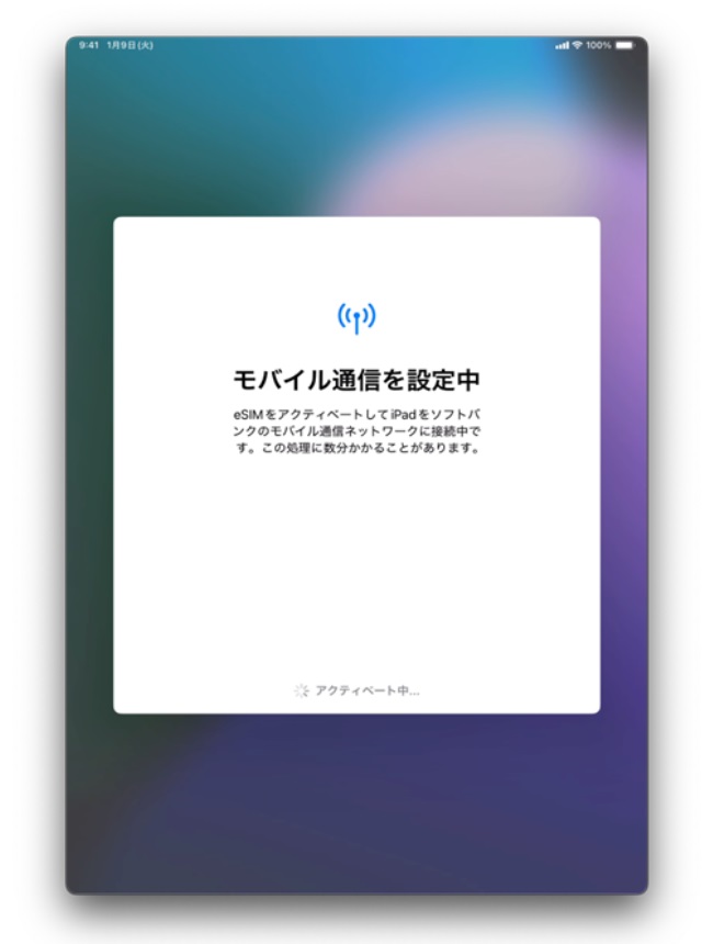 eSIMの自動ダウンロードが行われますので、そのままお待ちください