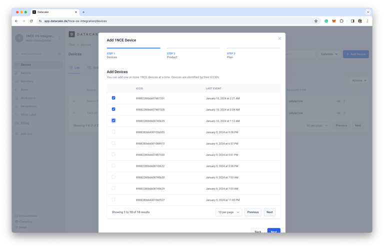 Datacakeの設定画面