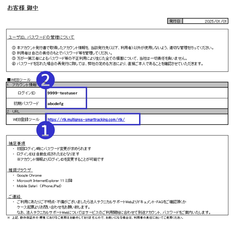 アカウント通知書