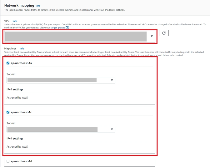 AWS ALB構築手順③Network mapping の設定（ロードバランサー作成）