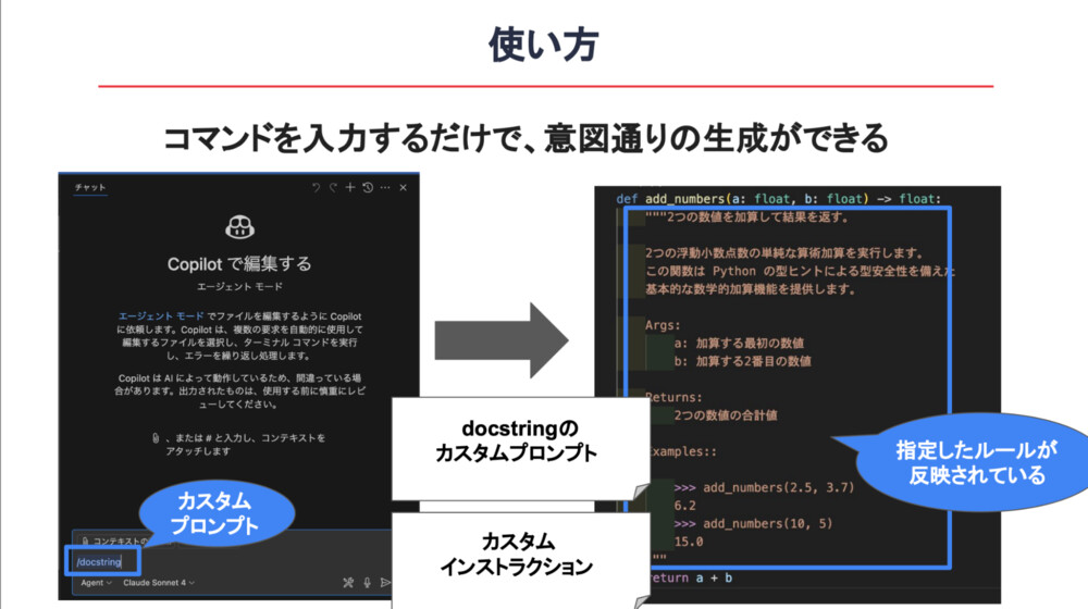 カスタムコマンドの使い方