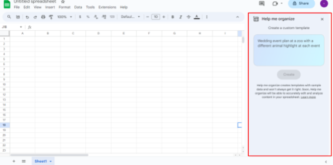 Duet AI for Google Workspace を試してみた（スプレッドシート編）_Help me organize