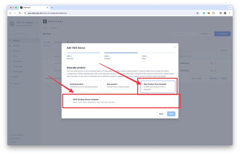 Datacakeの設定画面