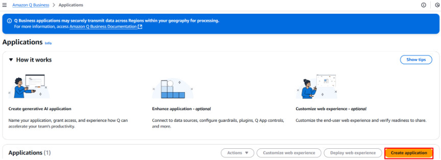 [ Create application ]を押下