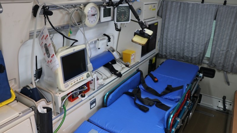 市立大村市民病院のお迎え搬送の救急車内