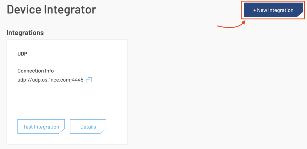 1NCE OS Device Integratorの設定画面