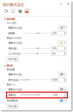 色のトーン＞温度