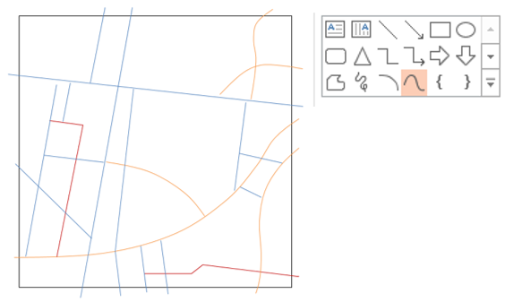 曲線の道を描く