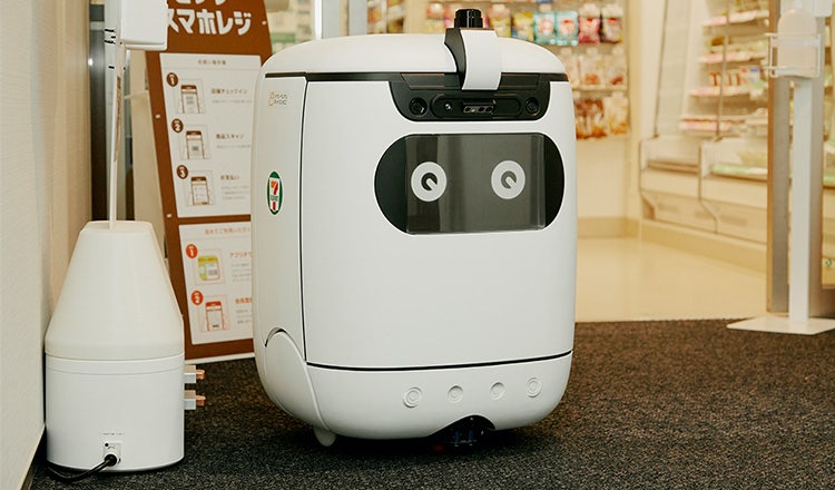 ソフトバンク本社内のセブン‐イレブン前に設置された「RICE」