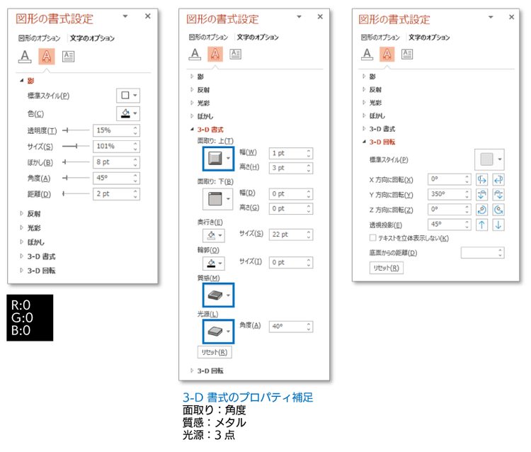 おもちゃのような文字：立体設定