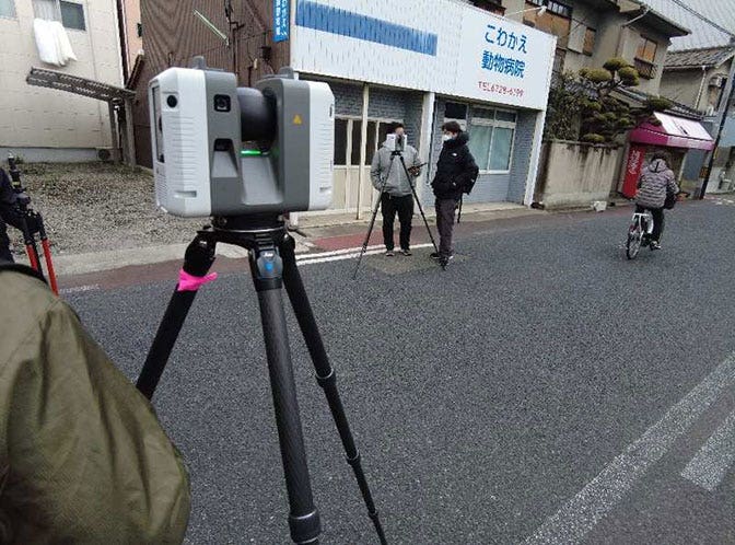 3Dレーザースキャナーによる点群計測作業