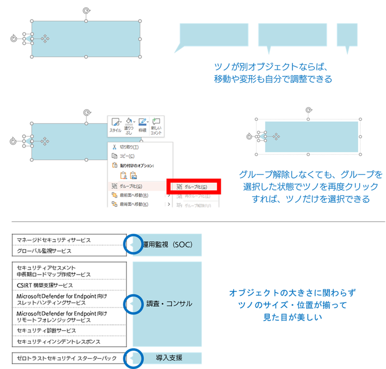 「長方形 + 二等辺三角形」で吹き出しを作る