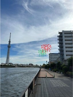 地点③から見た花火のイメージ