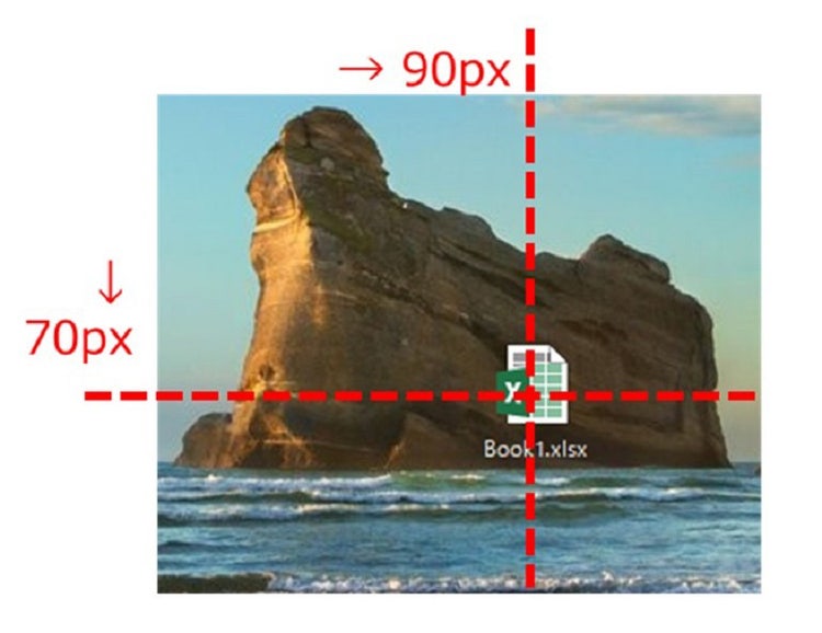 RPAの要素認識技術　座標指定イメージ