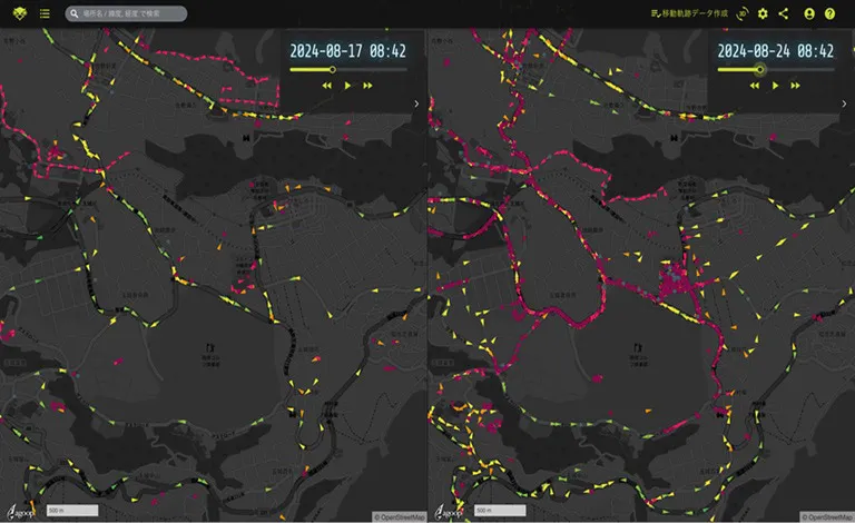 移動速度別の道路単位分析