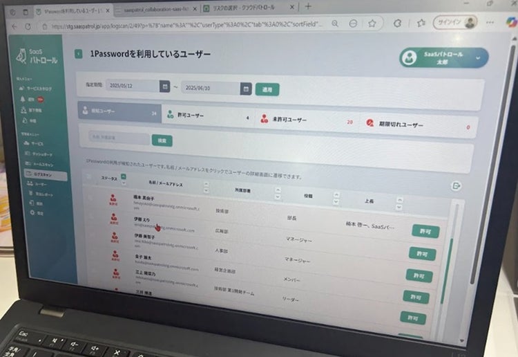 シャドーITを検出して、未許可で利用しているユーザーを可視化。