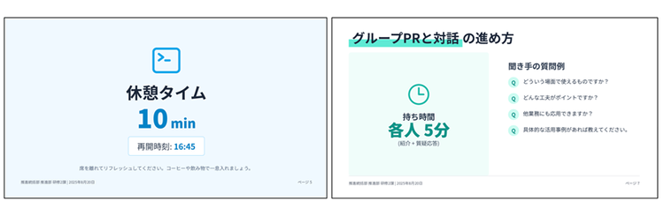 10分で作成した進行資料の一部。