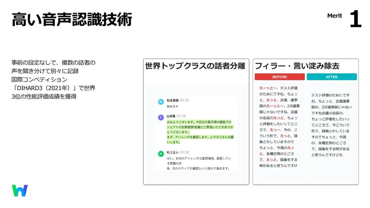 高い音声認識技術 LINE WORKS AiNote ai議事録