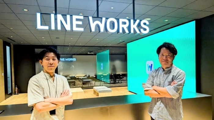 （右より）LINE WORKS株式会社 インダストリーディベロップメント営業第二本部 本部長 北川幹雄氏 LINE WORKS株式会社 インダストリーディベロップメント営業第二本部 部長 ビジネスデベロップメント一部 店田直宏氏
