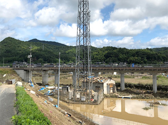 浸水した基地局設備（岡山県）