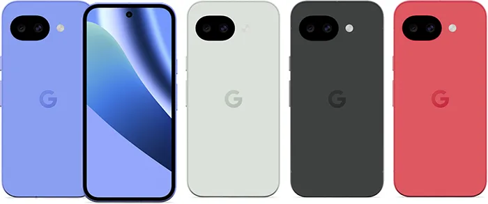 Google Pixel 10a （左から）Lavender、Fog、Obsidian、Berry
