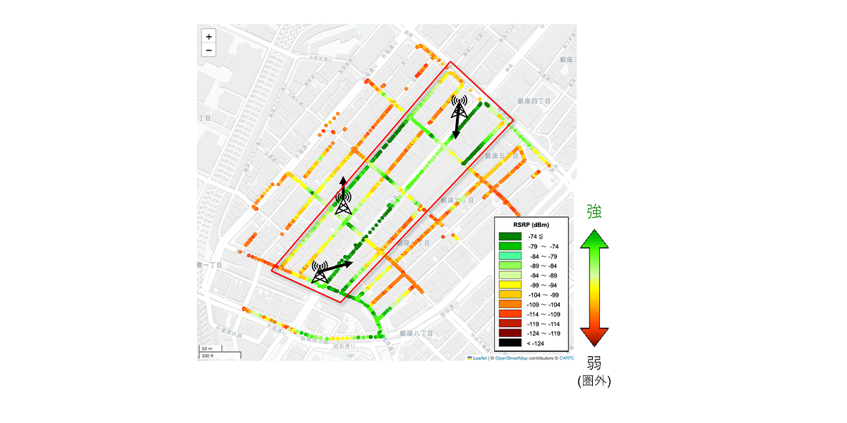受信電力（RSRP）マップ