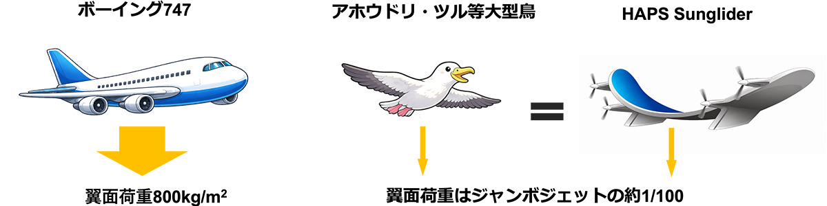 面積あたりの翼面荷重の違い