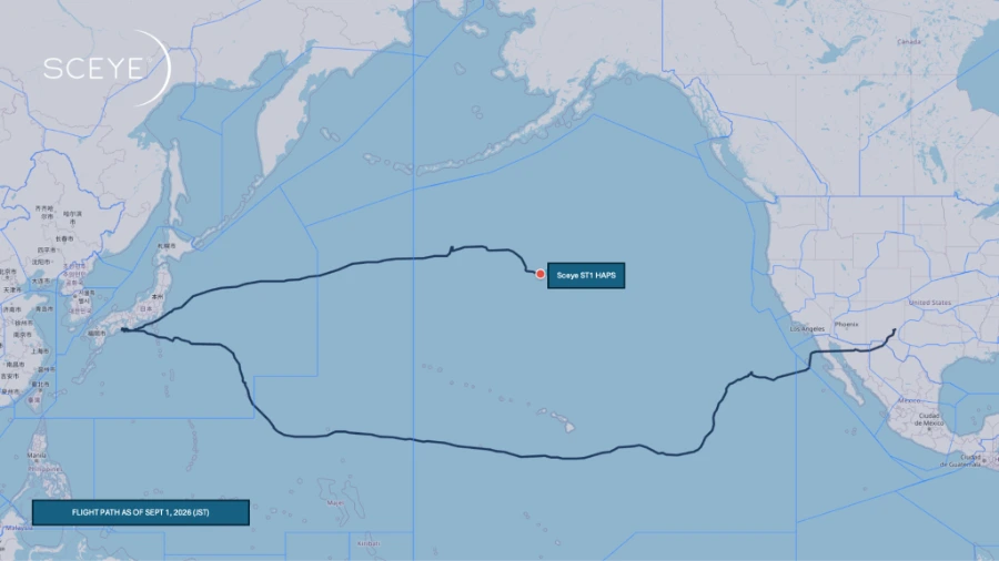 Sceye HAPS flight route during the trial service