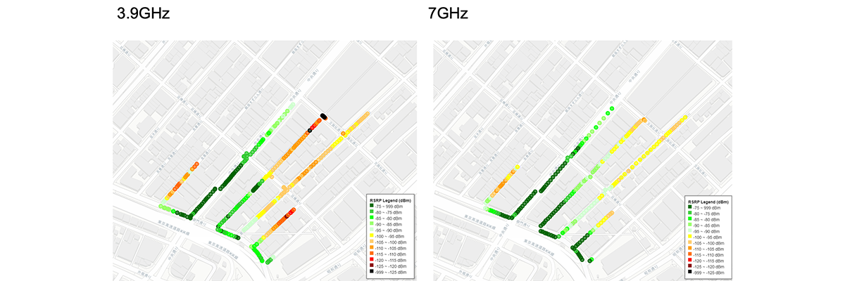 Geographic Map Graphs for 7 GHz Base Station & 3.9 GHz Base Station