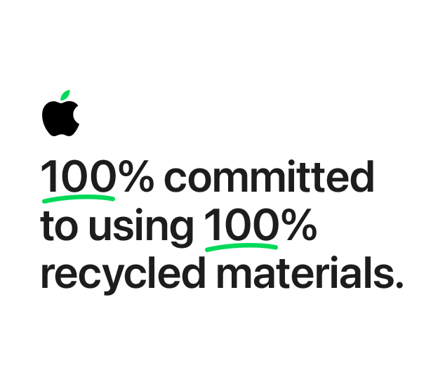 100% committed to using 100% recycled materials.
