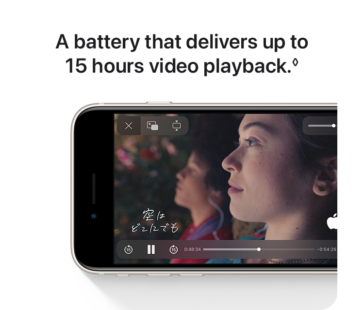 A battery that delivers up to 15 hours video playback.◊