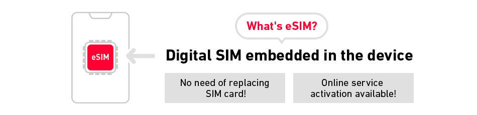What's eSIM? Digital SIM embedded in the device No need of replacing SIM card! Online service activation available!