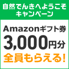 自然でんきへようこそキャンペーン Amazonギフト券3,000円分全員もらえる!